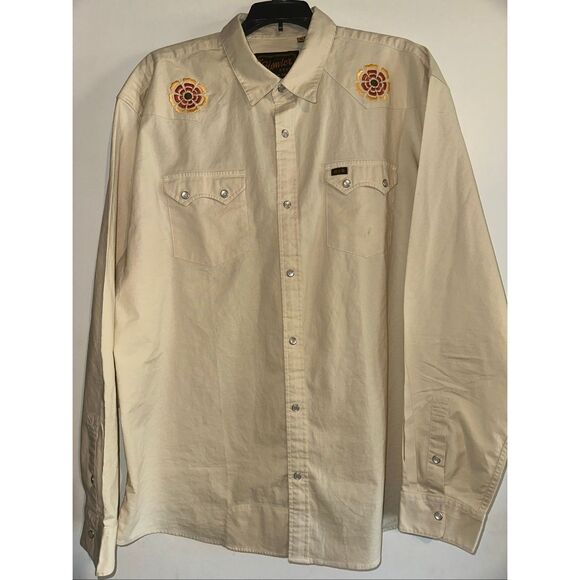 Howler Brothers Beach Bloom Flower embroidered Pearl Snap Shirt size XL RARE!  L - Picture 2 of 6